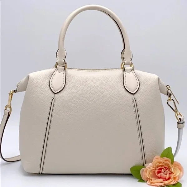 Michael Kors Bags, Michael Kors Lenox Pebbled Leather Satchel, Color: Cream/Gold, Size: Large, Comein_Clutch&s Closet