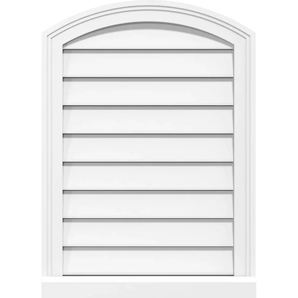 Ekena Millwork GVPAR18X3203SF 18x22W x 32x22H Arch Top Surface Mount PVC Gable Vent: Functional - w/ 2x22W x 2x22P Brickmould Sil