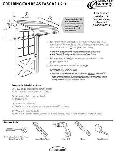NuImage Awnings 4 ft. 1500 Series Door Canopy Aluminum Awning (12 in. H x 42 in. D) in Graystone