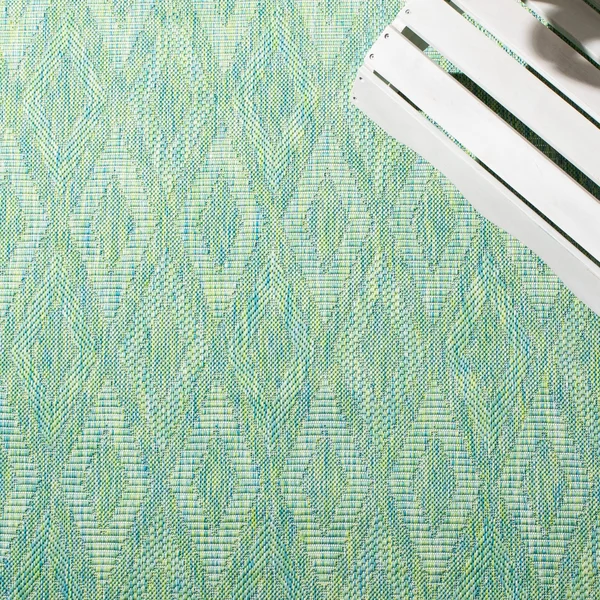 Safavieh Courtyard Marolyn Indoor/ Outdoor Patio Backyard Rug - 7&1 x 7&1 Round - Aqua/Aqua