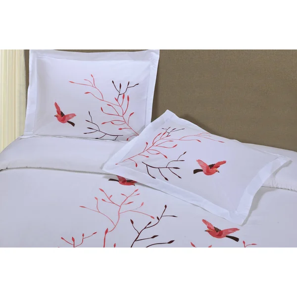 Superior Swallow 3-piece Embroidered Cotton Duvet Cover Set - King/California King - Brown