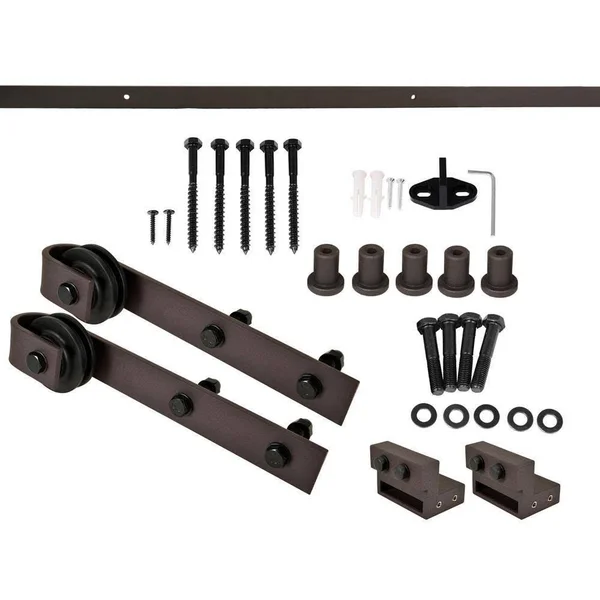 CALHOME K Series 30 in. x 84 in. Pre-Assembled Colonial Maple Stained Wood Interior Sliding Barn Door with Hardware Kit