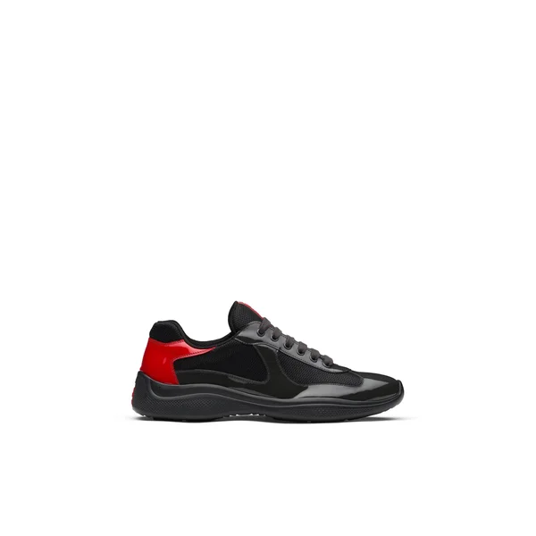 Prada America&s Cup Sneakers, Men, Anthracite Gray/Red, Size 7.5