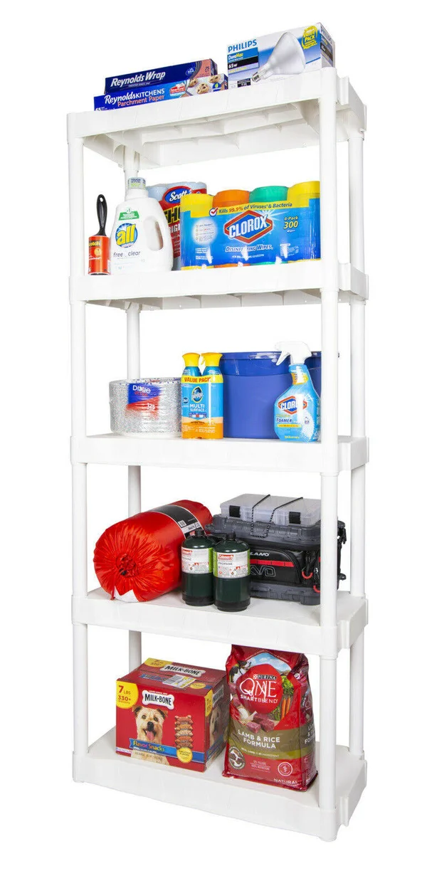 Plano 5-Tier Heavy-Duty Plastic Storage Unit, White