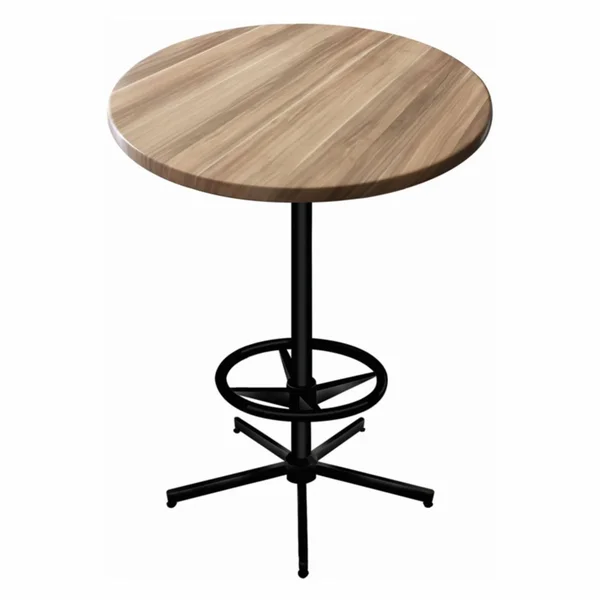 Holland Bar Stool 42x22 OD216 Black Table with 30x22 Diameter Indoor/Outdoor Natural Top