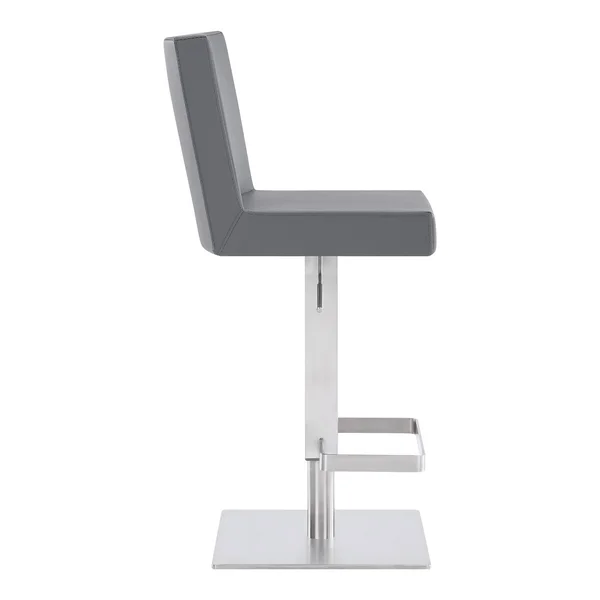 Benjara Leatherette Swivel Barstool with Adjustable Height - Gray