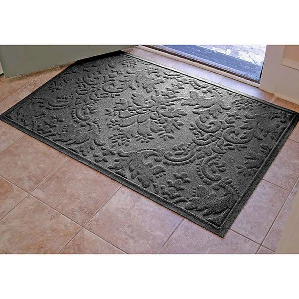 Weather Guard Damask 34x22 x 52x22 Door Mat in Charcoal