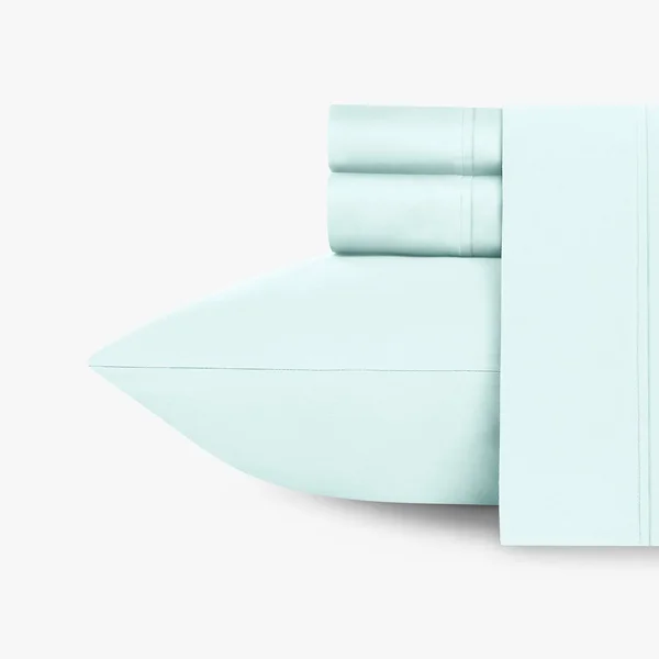 California Design den Everyday Soft Sateen Solid Sheet Set King, Seafoam, Sheet Set - 100% Cotton - 400 Thread Count
