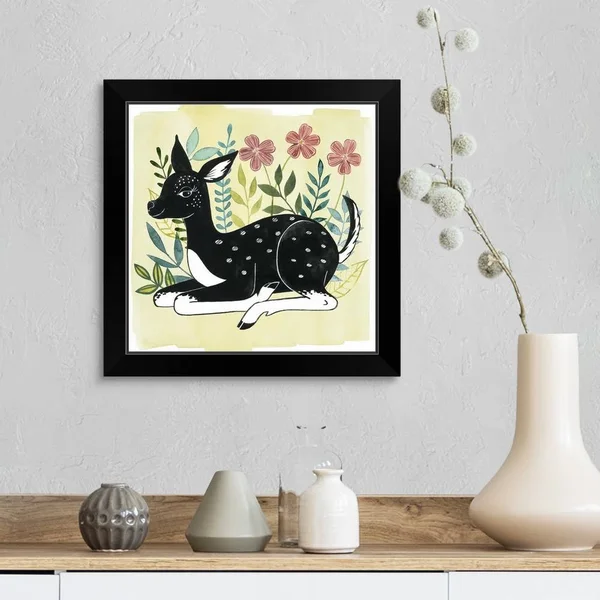 Floral Forester II - Black Framed Wall Art, 16x16, Great Big Canvas