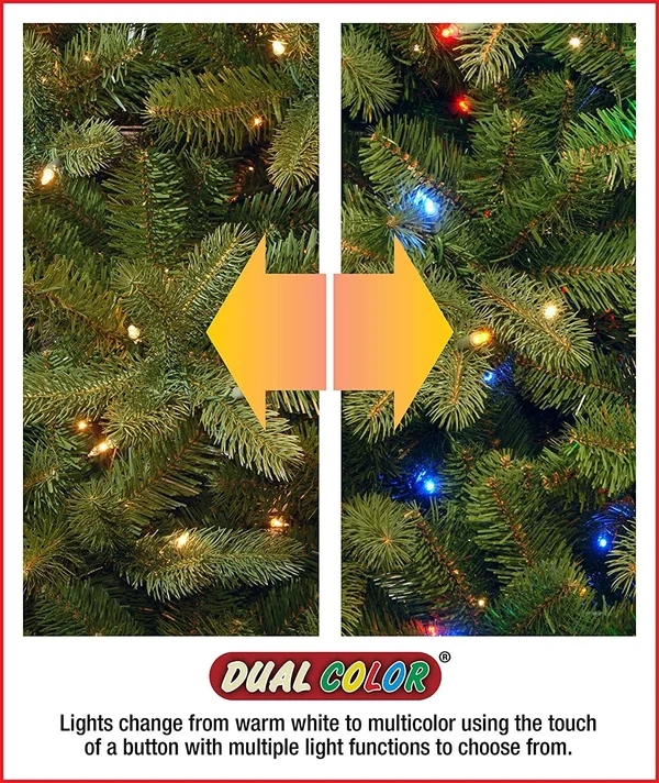 National Tree Nordic Spruce Slim Tree with Dual Color LED Lights 7.5&