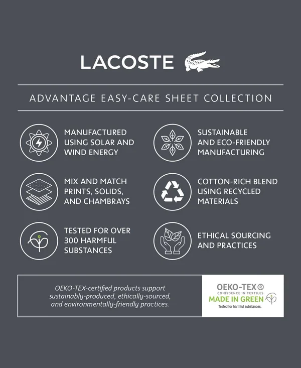 Lacoste Home Advantage Easy Care Sheet Set - Twin/XL - Deep Red