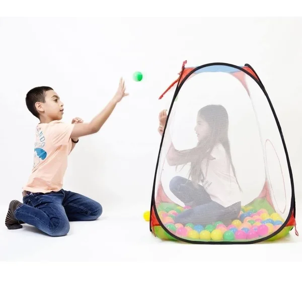 Dimple Childrens Pop Up Playhouse Tent with Set of 100 Colorful Balls Ball Pit with Basketball Hoop - for Indoor and Out