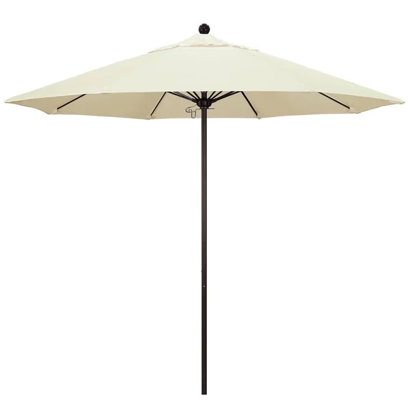 California Umbrella 9 ft. Stone Black Aluminum Market Patio Umbrella with Manual Lift and Fiberglass Ribs in Canvas Sunbrella