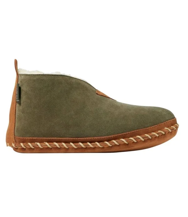 Men's Wicked Good Sheepskin Shearling Lined Slippers Green 14 M(D), L.L.Bean