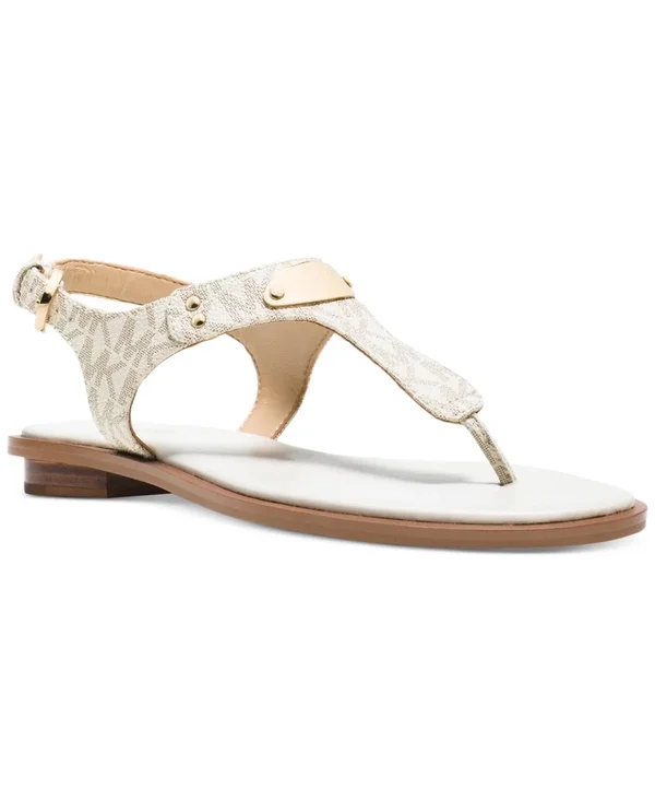 Michael Michael Kors MK Plate Thong Logo Sandals