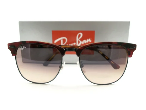 Ray Ban RB3016F Clubmaster Sunglasses - 12753B Transparent Red on Havana/Pink Gradient Violet