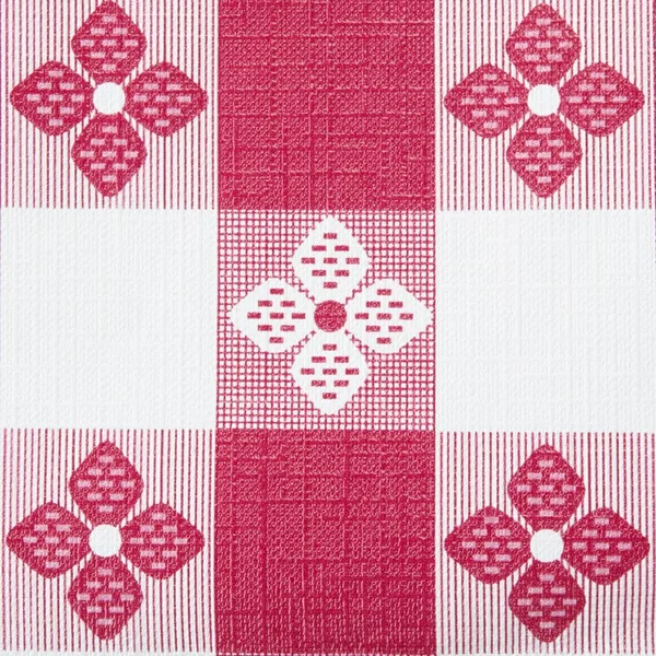 Intedge 90x22 Round Burgundy Checkered Gingham Vinyl Table Cover with Flannel Back