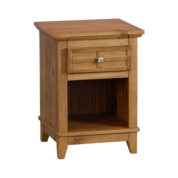 Drawer Solid Wood Nightstand - White
