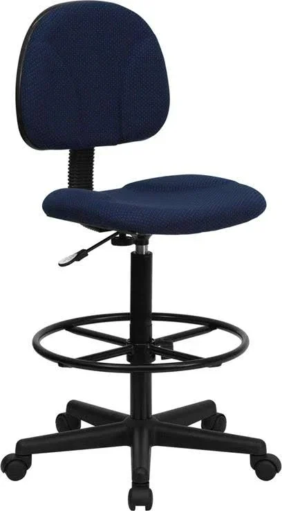 Ergode Navy Blue Patterned Fabric Drafting Chair (Cylinders: 22.5&&-27&&H or 26&&-30.5&&H)