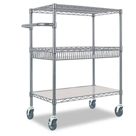 Three-Tier Wire Rolling Cart, 34W x 18d x 40H, Black Anthracite