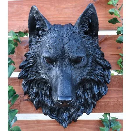Ebros Large Black Wolf Head with Blood Eyes Wall Decor Plaque 16.5 inch Tall