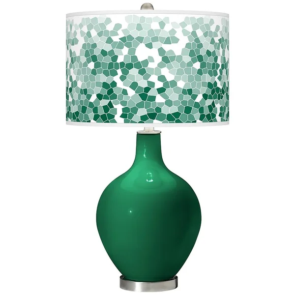 Color + Plus Greens Mosaic Giclee Ovo Table Lamp