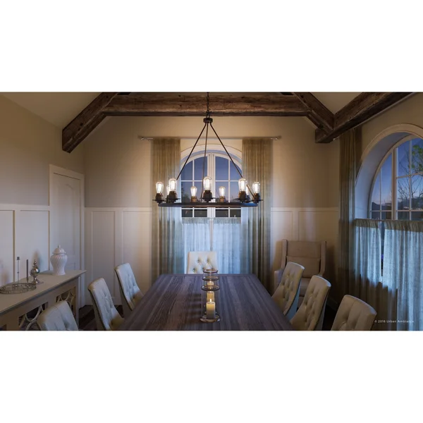 Urban Ambiance Luxury Farmhouse Chandelier - Size: 34-1/2 inchh x 36 inchw, with Transitional Style Elements, Charcoal Finish, Uh