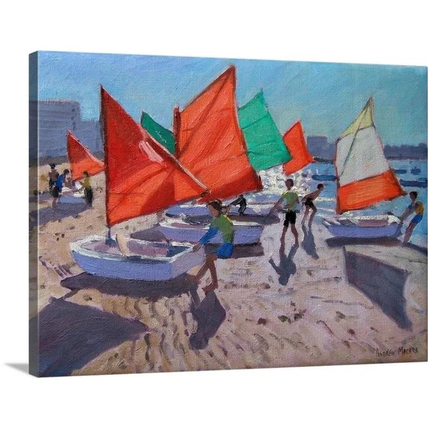 GreatBigCanvas Red Sails, Royan, France by and 18-in H x 24-in W Abstract Print on Canvas, 2337419-24-24X18