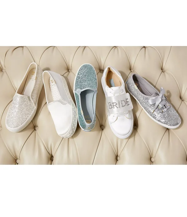 Keds x Kate Spade New York Triple Decker Platform Glitter Sneakers - Light Blue 085M