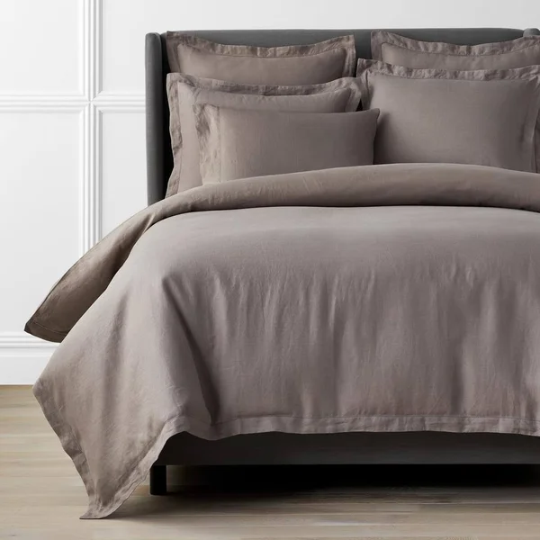 The Company Store Legends Hotel Relaxed Cinder Solid Queen Linen Duvet Cover