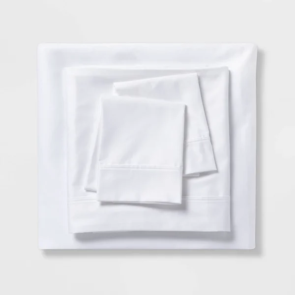 Full 500 Thread Count Tri-Ease Solid Sheet Set White - Threshold