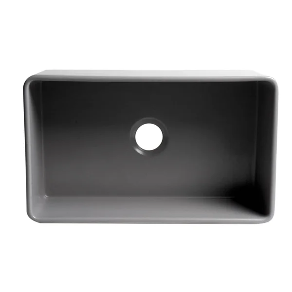 Alfi Brand ABF3018-GM Gray Matte Smooth Apron 30x22 x 18x22 Single Bowl Fireclay Farm Sink