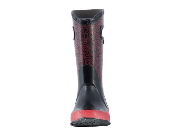 Bogs Unisex Children's Rain Boot - Size: 2, Black Multi Maze Rubber