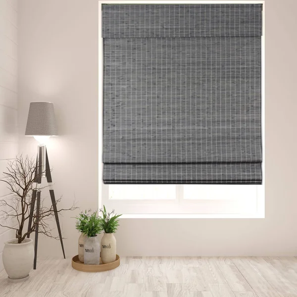 Arlo Blinds Semi-Privacy Grey-Brown Bamboo Roman Shades with 60 inch Height - 35x22W x 60x22H