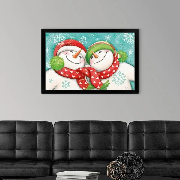 Let It Snow II Eyes Open, Black Framed Wall Art, 36x24, Great Big Canvas