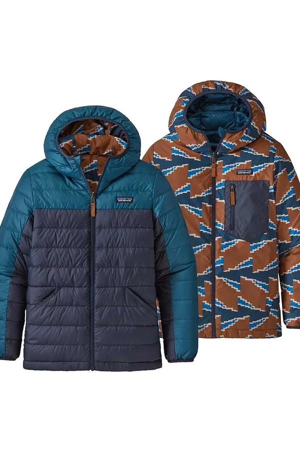 Patagonia Reversible Down Hooded Sweater - Boys& Garden Green - XL