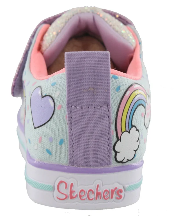 Skechers Girls& Twinkle Toes Shuffles Sparkle Lite Sneaker - Size: 1, Light Blue/Multi