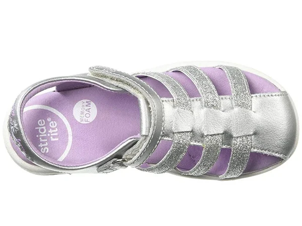 Stride Rite SRT Luna - Girls 6.5 Toddler Silver Sandal XW