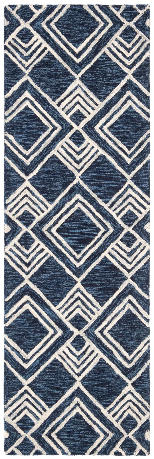 Safavieh Micro-Loop MLP154N 2&3x22 x 7&0x22 Runner Navy - Ivory Area Rug
