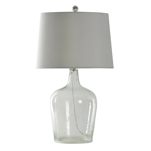 Stylecraft Incognito Seeded Clear Glass Table Lamp - White Hardback Fabric Shade