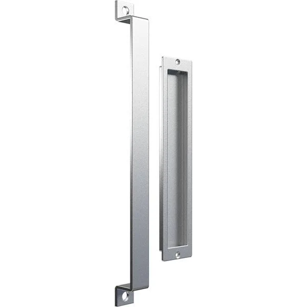 16x22 Pull Handle & 12x22 Flush Pull for 1 3/8x22 Doors - Silver Metallic