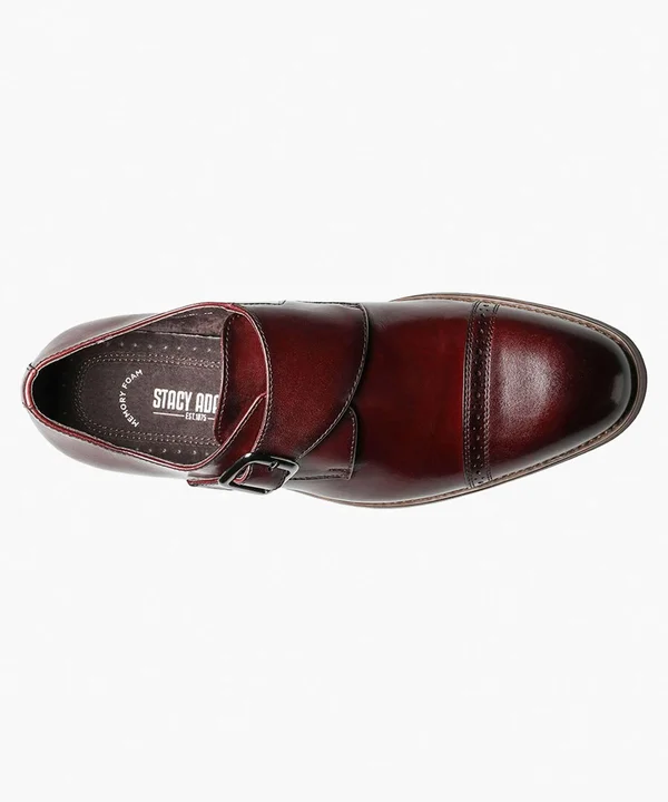 Stacy Adams Desmond Cap-Toe Monk-Strap Loafer (Burgundy) Men's Shoes