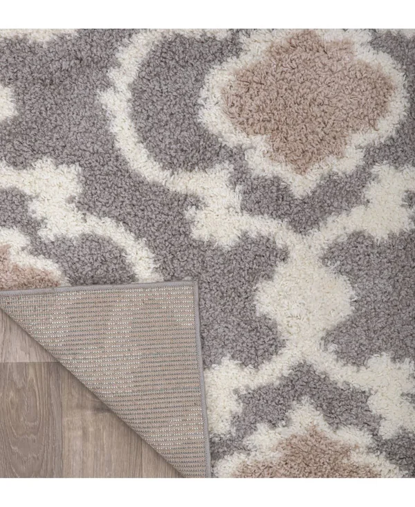 Cozy Moroccan Trellis Gray/Cream 5&3x22 x 7&3x22 Indoor Shag Area Rug
