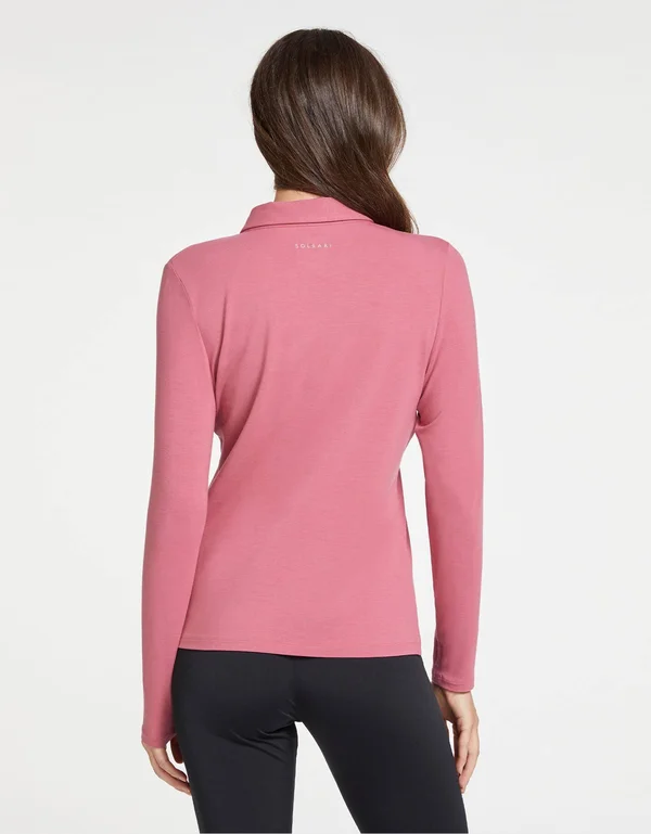 Long Sleeve Sun Protective Polo Shirt for Women UPF50+ - Sun Shirt Black