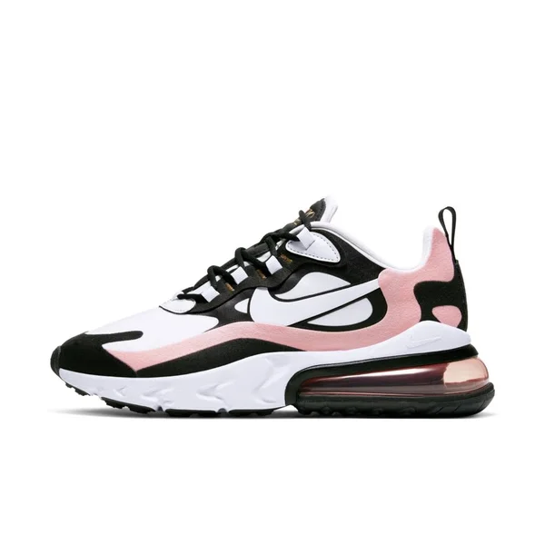 Nike Air Max 270 React - Womens Casual Running Shoes - Black/White/Bleached Coral - Size 10.0
