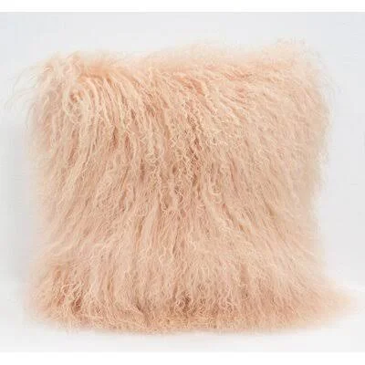 Tibet Lamb Sheepskin Square Wool Pillow Cover & Insert Dakota Fields Color: Blush