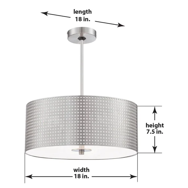 George Kovacs P5743-084 - Grid 3 Light Drum Pendant - Brushed Nickel