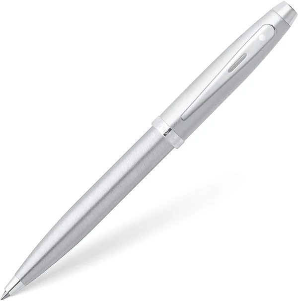 Sheaffer 100 - Refillable Ballpoint Pen - Brushed Chrome, Chrome Trim