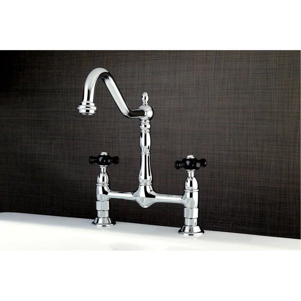 Kingston Brass KS1178PKX Duchess Bridge Kitchen Faucet, Brushed Nickel