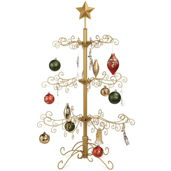 Best Choice Products 3ft Wrought Iron Ornament Display Christmas Tree w/ Easy ASSEMBLY - Stand - Gold